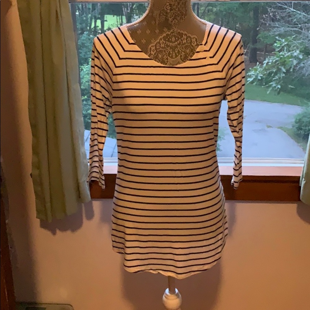 Banana Republic Striped Tee with Button Detail